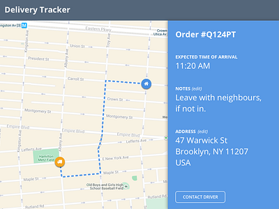 Location Tracker - DailyUI - 020 dailyui delivery location ui ux