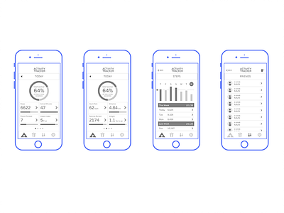 Activity Tracker Wireframes app fitness mobile ui wireframe