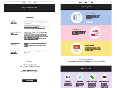 Portfolio UI user interface wireframe