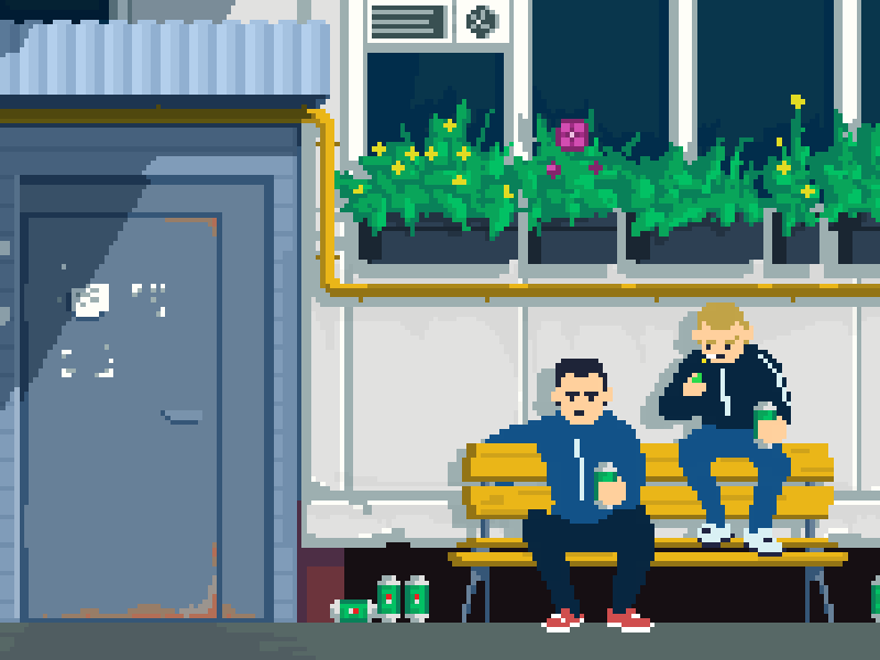 Suburban Life animation gif life pixel art pixelart scene suburban