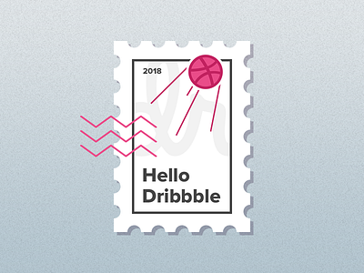 Hello Dribbble! debut first illustration mark post postage stamp