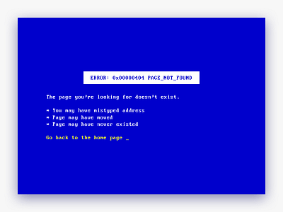 404 Page / Daily UI 008 008 404 404 error page bluescreen daily ui design web