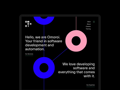 Omoroi Homepage animation clean flat hero minimal ui web web development