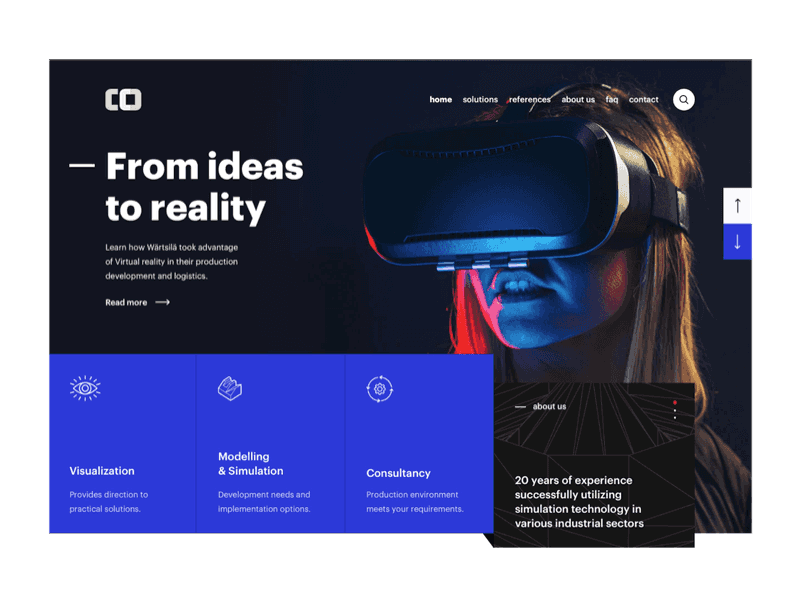 Landing Transition for VR Company clean flat hero landing minimal ui ux vr web webdesign