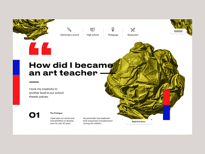 Storypage for Art School flat hero mondrianizm ui web webdesign