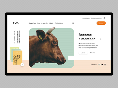 Animal Welfare Website animal clean flat hero landing minimal pastel color ui ux web