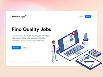 Medical App - Landing Page clean flat hero minimal ui web webdesign