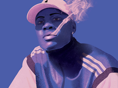 hunter gaze art artwork blue color design illustration illustrator pink smoke vectorart