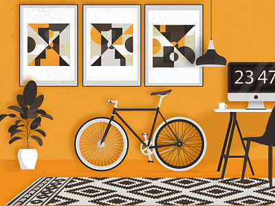 design interior bike color design home illustration imac interior plant