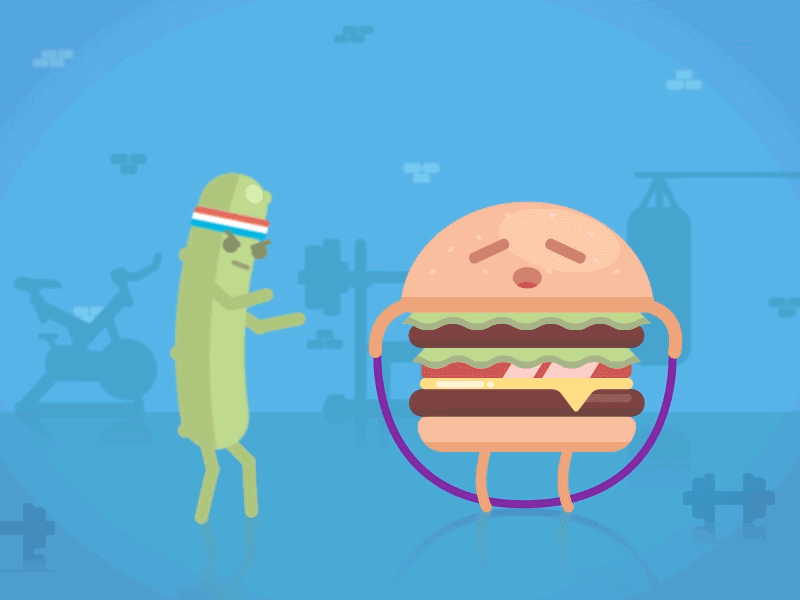 motivation food animation burger food gym illustration motivaton pickle
