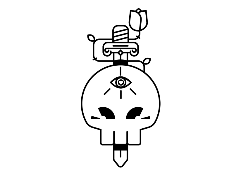 Skull animation flower illustration logo skull sorld space