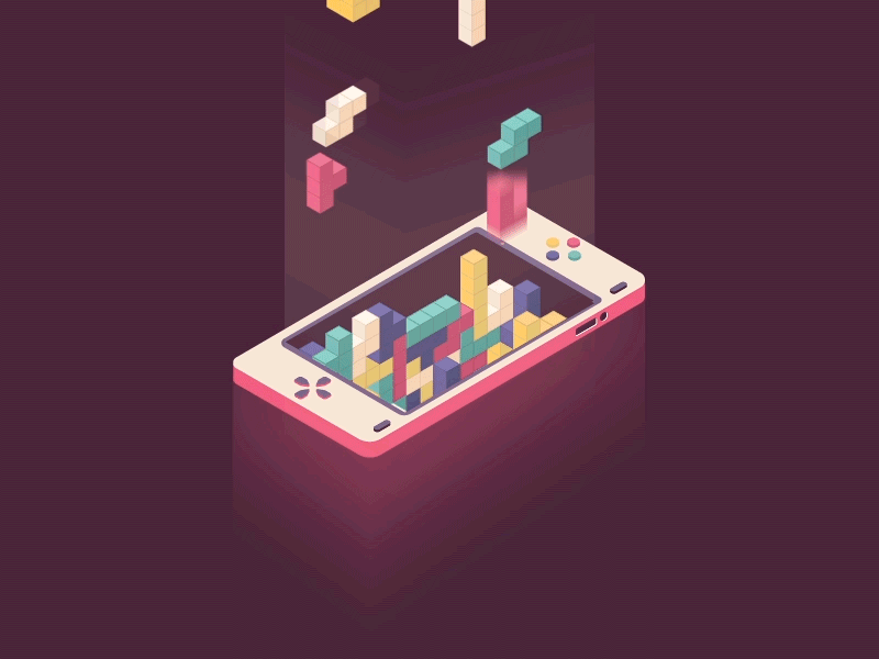 Isometric Tetris color game illutration isometric play tetris