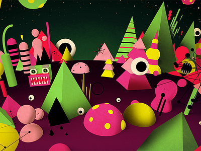 Primitive Space Party eye eyeballs party primitive shapes space