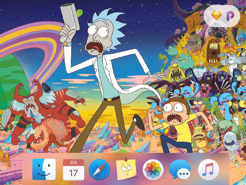 st(rick)ies and morty apple design dock freebie principle prototype redesign rick and morty sketch ui