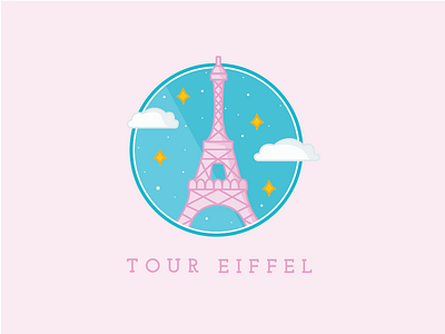 eiffel tower freebie city clouds design eiffel tower freebie icon illustration illustrator paris pastel stars vector