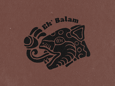 Ek' Balam black cat design distressed ekbalam icon illustration illustrator jaguar logo mayan texture vector