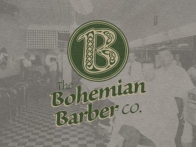 The Bohemian Barber Co. Logo barber barbershop barbershop logo celtic distressed icon irish lettermark logo scottish