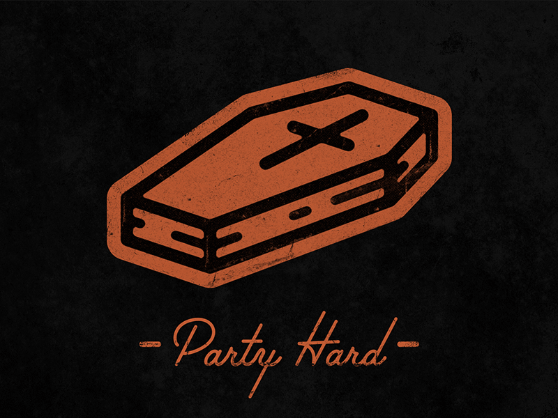 Party Hard coffin cross death distressed gif icon party party hard type