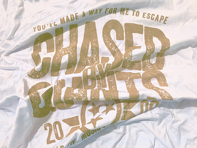 Chased By Giants Tri-Star band shirt star typography wrinkled