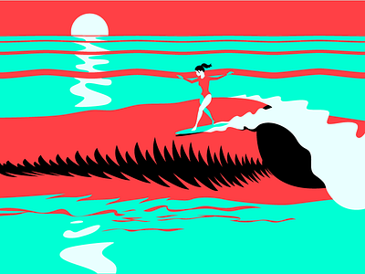 Ladylongboard beach clean color graphic illustration lady longboard minimal ocean simple surf