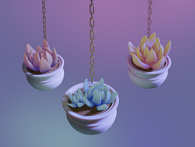 Cutie plants in 3d 3d design illustration