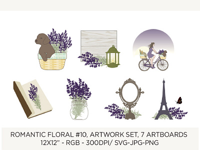 7 romantic lavender flowers set flowers