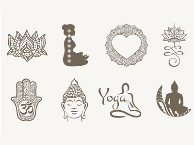 8 Buddhism, yoga, meditation set