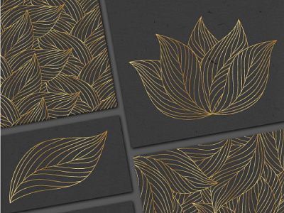 12 golden leaves patterns, icons