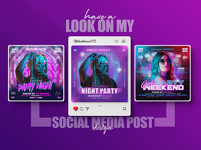 Social Media Post design for Night Party instagram post design social media post design