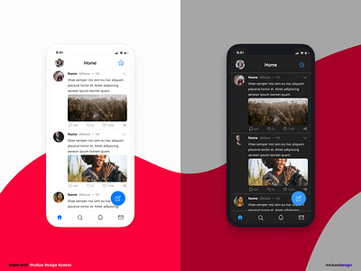 Twitter made with Praline dark mode design design system figma light mode twitter ui ux