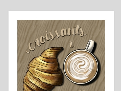 Croissants and Coffee Poster food and drink illustration procreate
