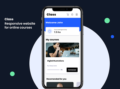 Class online courses dashboard design designdeveloppment mobile mobile app online classes onlinecourse responsive ui ux website