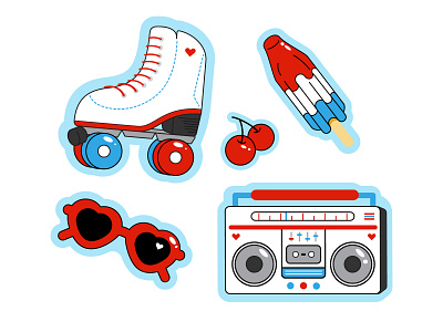 Summer Skater boombox cherries funky illustration popsicle roller skate skater summertime sunglasses sunshine vector