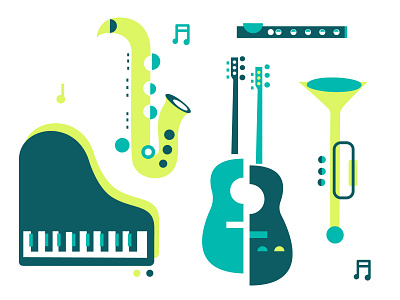 Live Jazz guitar iconography illustrator jazz live pattern piano sax trumpet vector