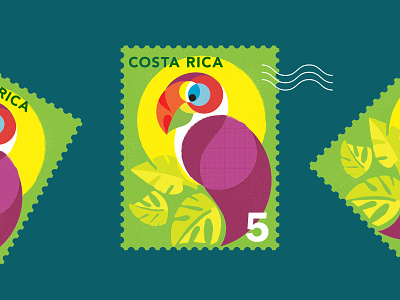 Postage Stamp bird colorful ill illustration outdoors postage stamp stamp toucan tropical vector wildilfe