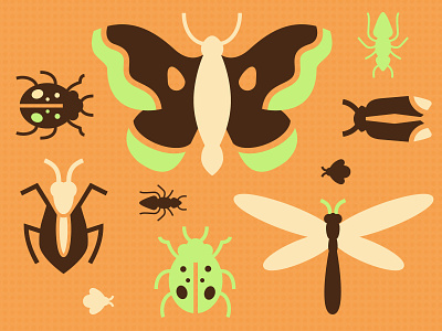 Buggy bugs colorful icon illustration insect pattern vector