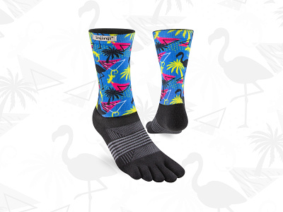 Totally tubular pattern design 80s athletic outdoors paradise pattern pattern design running sock design socks toesocks
