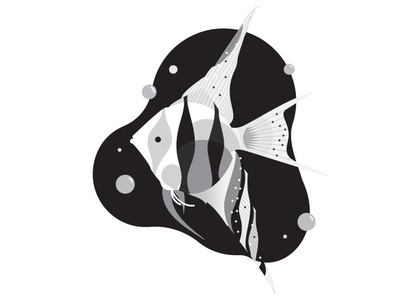Tranquil angel fish black and white fish inktober inktober2018 sea tranquil vector