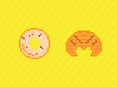 Pixel Bread bagel food icon design illustrator pixel art saturated vector