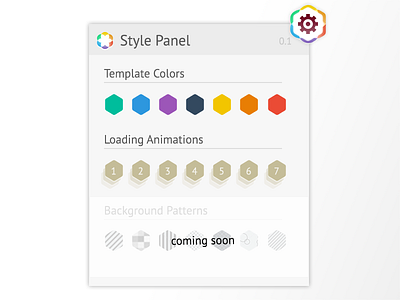 Style Panel for Phione Template - Free PSD box change changer coming soon flat ui freebie hexagon panel popup psd setting switch