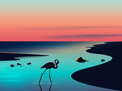 scenery color flamingo illustration lake scenery ui water