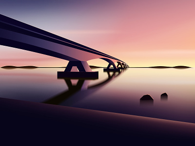 Bridge design illustration light sky sun water