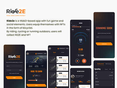Ride2e application app design nft orange ride ui