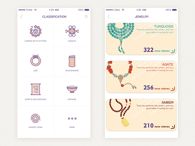 Classification And Icons art classifition icon jade jewelry line ui