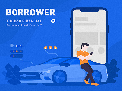 Car mortgage loan borrower car finance financial illustration money phone
