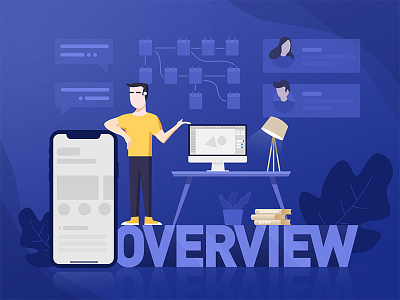 Overview exhibition illustration overview phone speech ui work