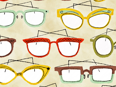 Retro Eyeglasses eyeglasses eyewear frames glasses illustration mid century modern retro watercolor