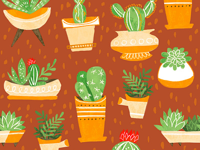 Succulent Garden Pattern boho botanical art cacti cactus cactus illustration digital art digital pattern florals pattern pattern art procreate repeat pattern succulents surface design surface pattern surface pattern design