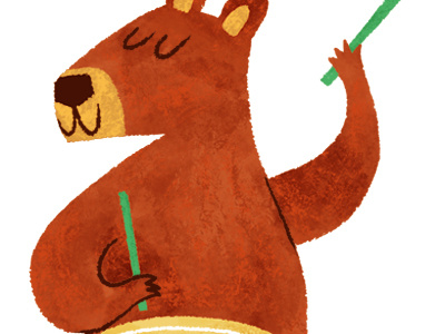 Bear Drumming a Tasty Beat animal art bear childrens art clipart digital painting drums illustration music