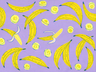 Go Bananas art artwork banana bananas drawing food art food illustration fruit fruit illustration illustration pattern pattern design posca posca pen sketchbook surface design surface pattern design
